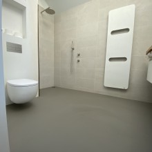 Naadloze PU gietvloer in de badkamer Naadloze PU gietvloer in de badkamer